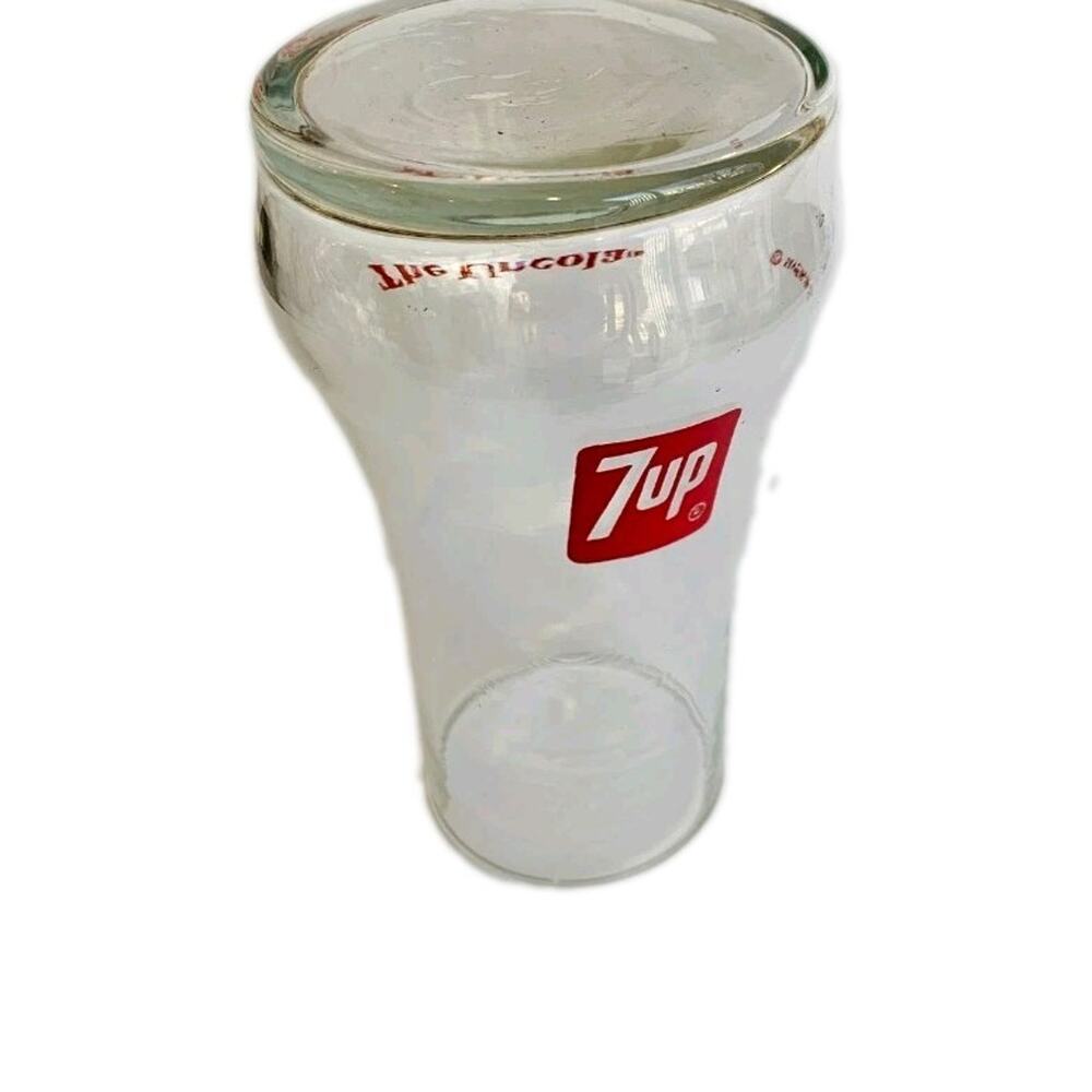 7 Up "The Uncola" Soda Advertising Drinking Glass, Clear w/ Red Logo